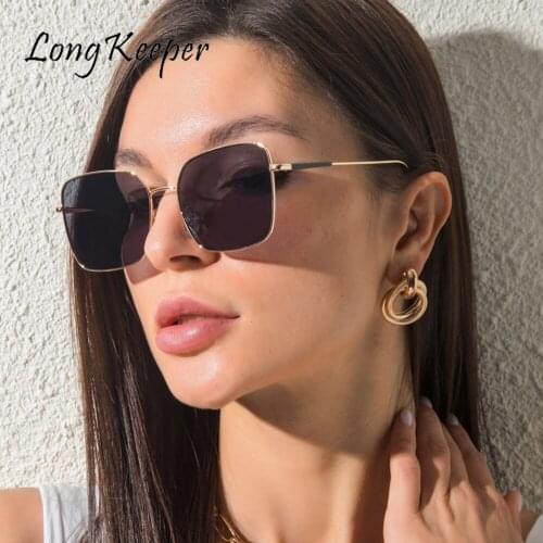 Square Sunglasses Women 2020 Metal Frame Vintage Candy Color Lens Oversized Sun Glasses Men Women Female gafas de sol uv400