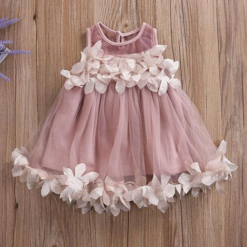 Summer Toddler Kids Baby Girl Flower Pageant Party Petal Tulle Dress Clothes Decal decoration sweet style girls Dress hot sale