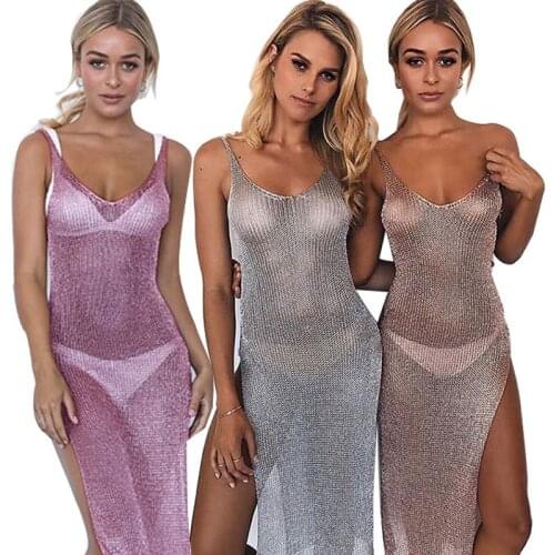 Summer Mesh Sheer Long Cover-Ups Women Bathing Suit Bikini Cover Up Beach Dress Swimwear Swimsuit Dress Woman Dress