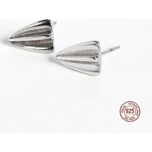 LKO 925 Sterling Silver Ornaments Origami Aircraft Design Stud Earrings For Women High Quality Personality Trend Jewelry