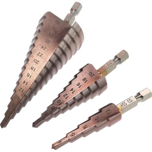 M35 HSS Co Step Drill Bit Cobalt Cone Drill Bits 4-12/20/32mm Woodworking Wood Stainless Steel Metal Hole Saw Tool Set Hex Shank