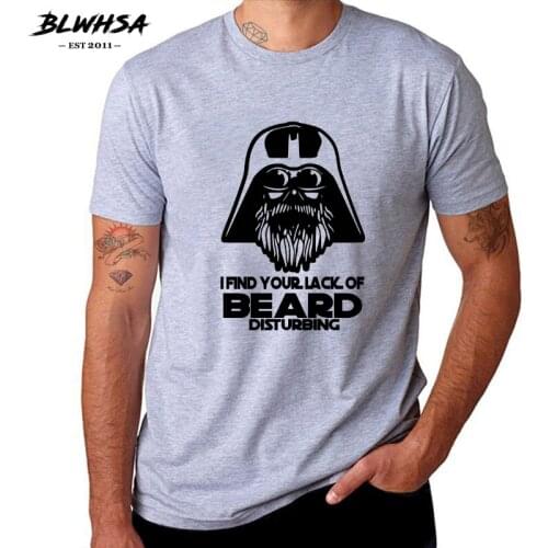 BLWHSA I Find Your Lack Of Beard Disturbing Printing T Shirt Men Casual Cotton Movie Hip Hop T-shirt Popular Slogan Tees Clothes