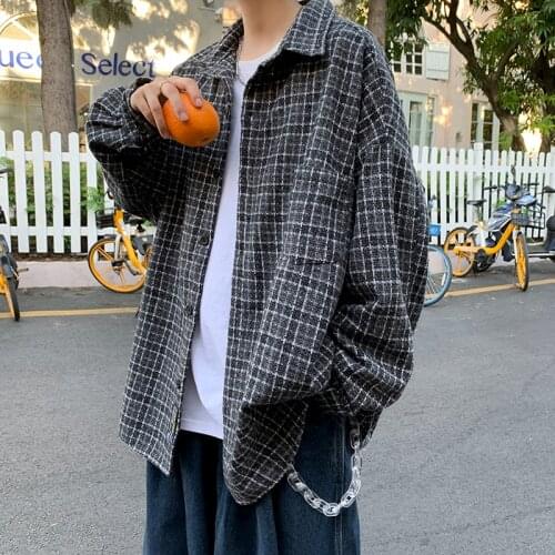 Men Long Sleeve Corduroy Shirts 2021 Autumn Oversized Streetwear Blouse Outwear