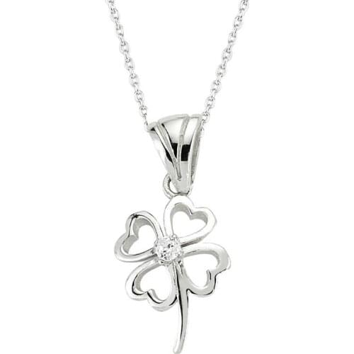 Real Silver 925 Jewelry Silver Four Leaf Clover Women Necklace