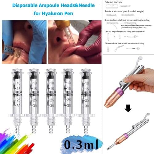 Disposable Ampoule Heads&Needle for Hyaluron Pen Lip lifting Wrinkle Removal Syringe Injection Atomizer Beauty Machine