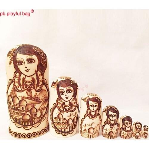 PB Playful bag Seven story beautiful girl Russian dolls wooden DIY toy set crafts Valentines Day gift creative decorations HG98