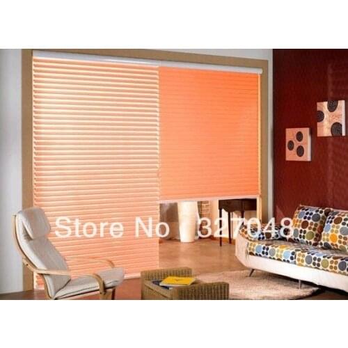 Custom Made Translucent Shangri-la Blinds in Light Orange Window Curtains for Living Room 12 Colors