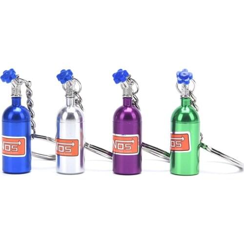 Empty Nitrogen Bottle Style Metal Key Ring Car Turbo NOS Keychain Stash Pill Box Storage