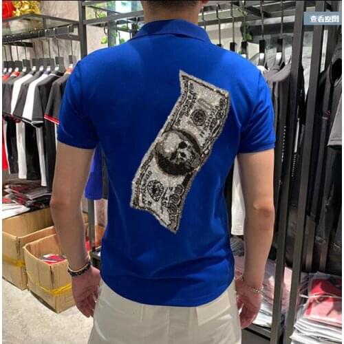 Diamond stone POLO shirt for men and women shirts sHot drill hort-sleeved over size