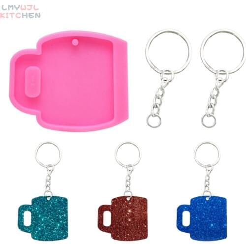 DIY Shiny Crystal Teacup Keychain Silicone Mold Resin Molds for Jewelry Chocolate Candy Mold Cake Decoration Accessories