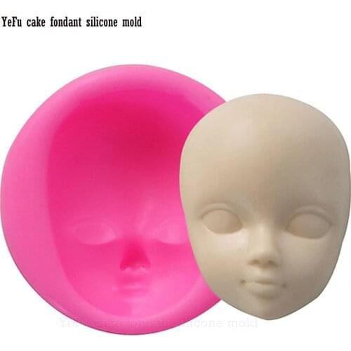 Baby face girl Head chocolate silicone mold for cake decorating tools Polymer Clay Resin Candy Super Sculpey F0929