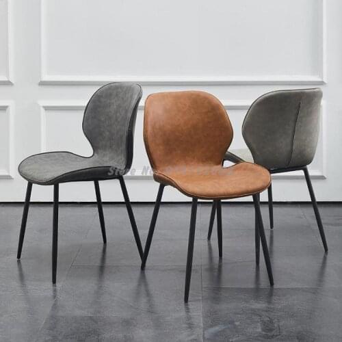 Nordic dining table chair leather simple home desk stool backrest makeup chair modern hotel restaurant light luxury dining chair