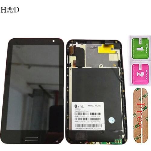 Mobile LCD Display For THL W6 LCD Display With Touch Screen Lens Sensor Digitizer Panel Front Glass Frame Tools 3m Glue