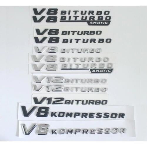Fender Sides Letters V8 V12 BITURBO 4MATIC KOMPRESSOR TURBO Badge Emblem Emblems Badges for Mercedes Benz AMG