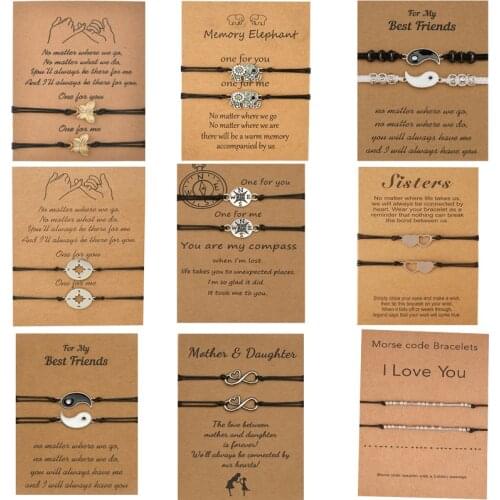 1set Couple Bracelet Chinese Retro Tai Chi Gossip Banish Bad Luck Hand Woven Rope BFF Best Friend Friendship Jewelry