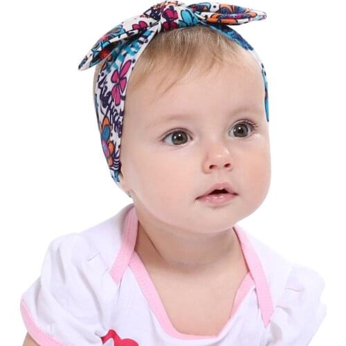 1 Piece MAYA STEPAN Children Printed Rabbit Ears Hair Hhead Band bHeadwear Baby Newborn Hair Rope Headband Headwear Headwrap