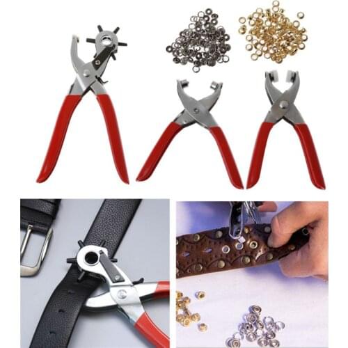 240Pcs Leather Belt Hole Punch Plier Eyelet and Snap Setting Pliers Hand Puncher Tool Kit Includes 100 Eyelet and 100 Snap