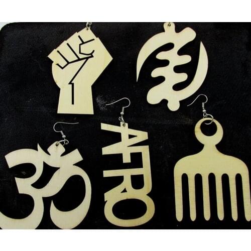 10pairs/lot 2017 Afro Pick Wood Earrings