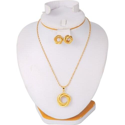 Africa Jewelry Set for Women/Girls/Kids Ethiopian Necklace/Earrings/Pendant Dubai Fashion Metal Russia Bridal Jewelry Gifts