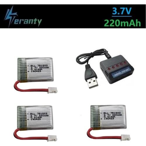 3.7V 220mah LIPO Battery with charger for E010 T36 NH010 F36 H36 RC Drones BATTERY for HS210 SANROCK GD65A ATOYX AT-66 751823