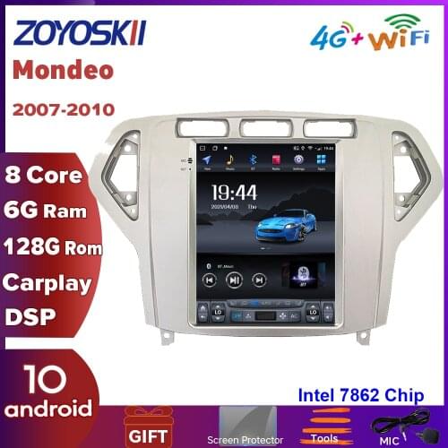 ZOYOSKII Android 10 vertical screen Tesla Style car gps multimedia radio navigation player for Ford Mondeo 2007-2010