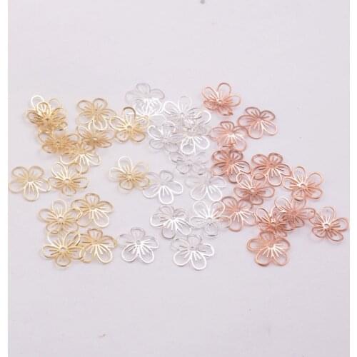 50pcs 10mm Beads Caps Leaf Shape Plum Blossom Bead End Cap DIY Brass Jewelry Accessories