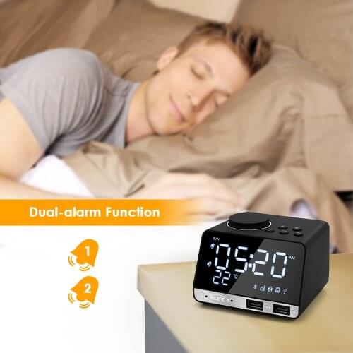 DigitalAlarmClock Bluetooth-compatible Radio WakeUp FM Radio Speaker Electronic Desktop Clocks Home Decration Watch Table Clock