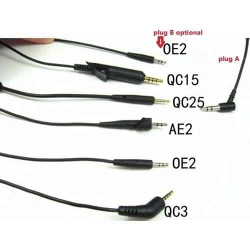 DHL free.100pc.New Replacement Audio Headphones Cables For QC3 QC 3 QC15 QC25 OE2 AE2 AE2i Headphone Audio Cord Line