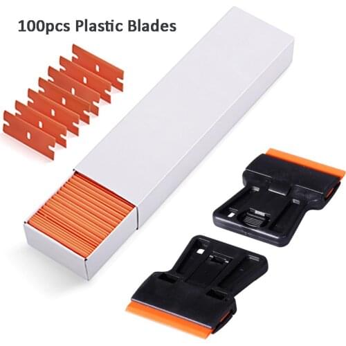 EHDIS 2pcs Razor Squeegee Car Film Wrap Cleaning Sticker Remover With Plastic Scraper Blades Window Tint Vinyl Applicator Tools