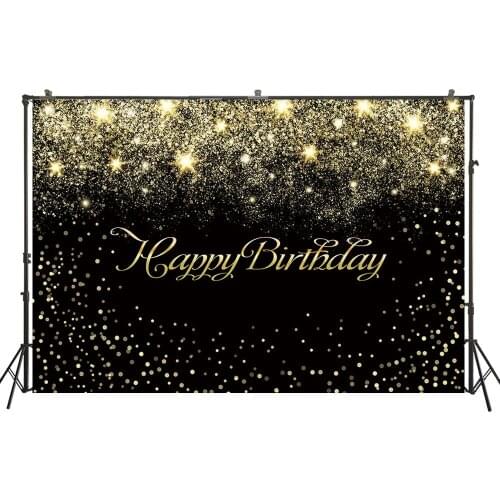 Photography Backdrops Birthday Party Banner Gold Black Sparky Glitter Desserts Table Photo Background For Studio PhotocallW4600