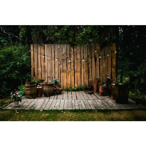 Rustic garden Wooden terrace rustic loft interior Retro flowers candles backgrounds Vinyl cloth Computer print wall backdrop