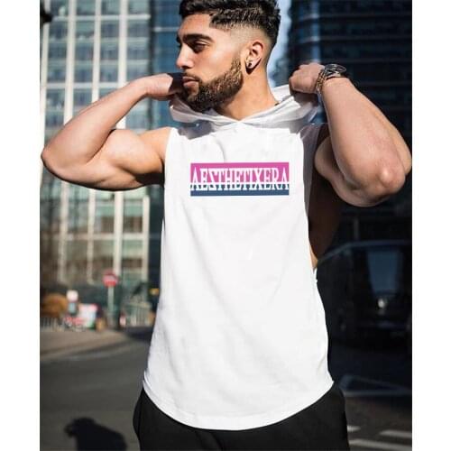 Cotton Sleeveless hoody Gym Hood Vest Tank tops Graphic Hooded Singlets Graphic Pullover Graphic Fashion Sports Wear