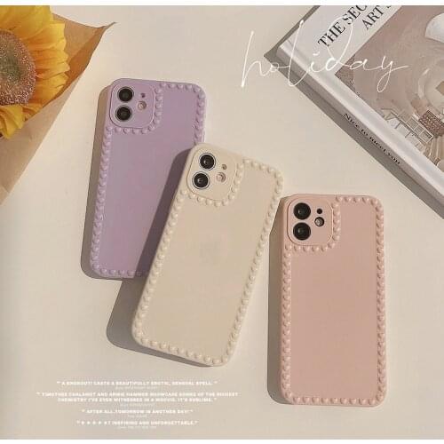 Ins Korean Macaron Solid color Girls Phone Cases for iphone 12 11 pro max X XS XR 7 8 Plus 12mini 3D Love Heart Soft Back Cover