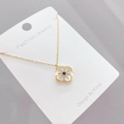 Exquisite Simple Shell Clover Necklace Womens Korean-Style Clavicle Chain Pendant Jewelry Wholesale