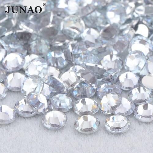 JUNAO 2mm 3mm 4mm 5mm 6mm Wholesale Clear Crystals Nail Rhinestones Flat Back Resin Nail Stone Glue On Nail Art Decorations
