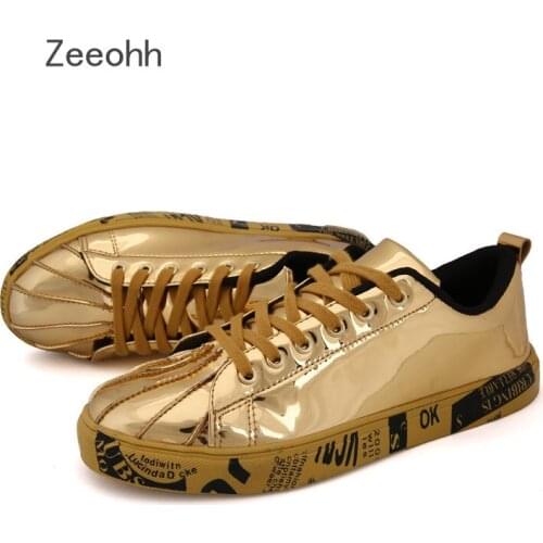 2020 Men Women Spring Autumn Trainers Golden Silver Sneakers Male Skateboarding Flat Shoes Mens PU Summer Couple Shoes