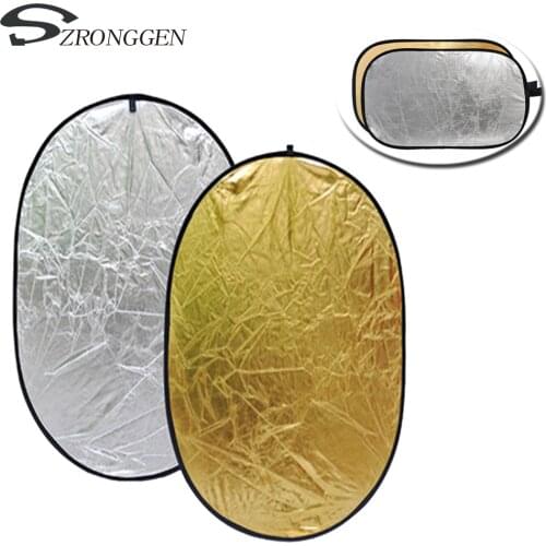 2in1 150*200CM Round Flash Photo Studio collapsible light reflector disc silver gold wholesale