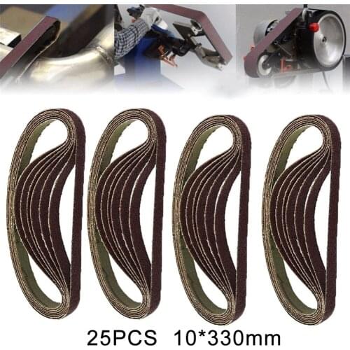 25pcs/Set Sanding Belts 330 X 10mm Air Finger Sander Sanding Belt 60/80/100/120 Grit For Wood Paint Light Metal Grinding