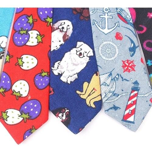 Linbaiway Linen Childrens Tie School Shirt Gravatas Cartoon Animals Dog Student Tie Necktie Neckcloth Gift Custom Logo