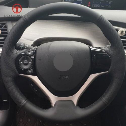 LQTENLEO Black Artificial Leather Hand-stitched Car Steering Wheel Cover for Honda Civic Civic 9 2012-2015