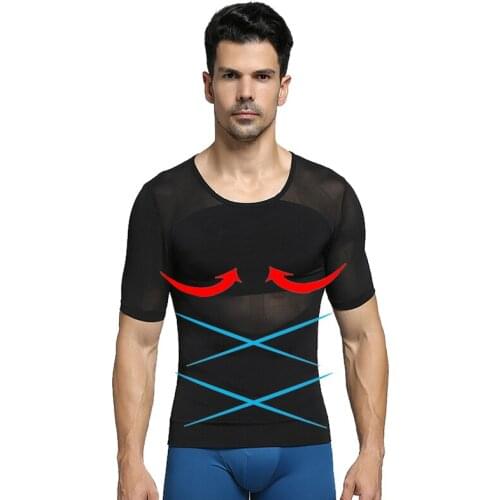 Men Body Shaper Waist Trainer Men Gynecomastia Compression Shirt Slimming Belt Men Corset Slim Shirt Loose Weight Posture Shirt