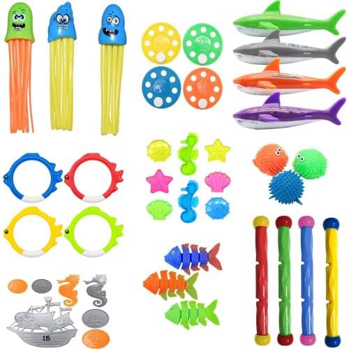 Summer Diving Swimming pool Toys Set underwater game Diving Fish Ring Swimming Pool Water Games Training Gift Set Toys For kids