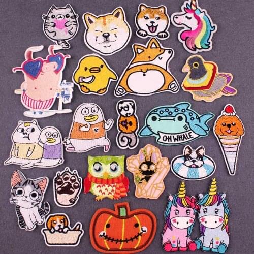 Corgi / Shiba Inu Patch Embroidery Patches For Clothing Cute Dog Iron On Patches On Clothes DIY Animal Stripe Badge Applique