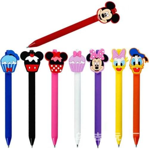 Disney New Frozen Mickey Minnie Cartoon Press Gel Pen Cute Stationery Student School Supplies Black Ballpoint Pen Sign Pen Gift