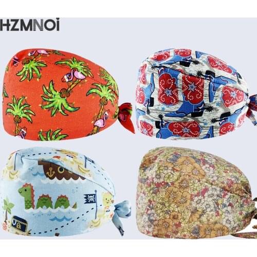 New Product Colorful Printed Nurse Cap Surgical Cap Pet Hospital Surgeon Cap Dentist Cap Beauty Salon Chef Dustproof Scrub Cap