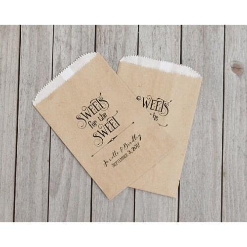 Personalized text Rustic Favor Bags Wedding Bridal baby Shower Kraft Paper Bakery Cookie desserts gifts Favors Bags Printed