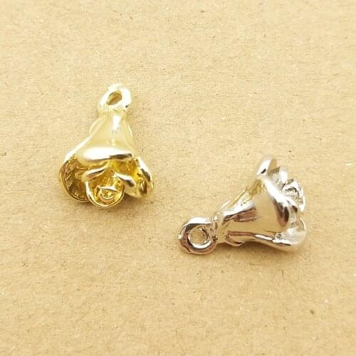10pcs 10x13mm rose flower charm for jewelry making cute earring pendant bracelet necklace charms