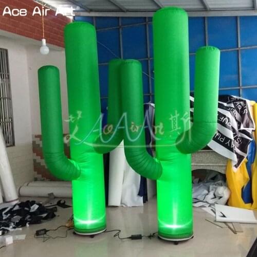 2.2m H Popular ground lighting decoration ,inflatable cactus with colourful LED for party decoration