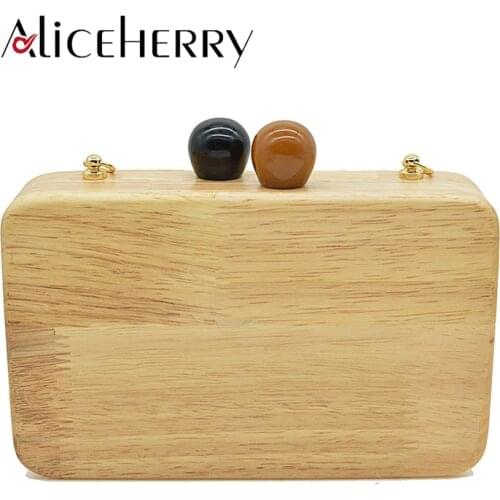 Luxury Brand Fashion Wallet Women Messenger Bag Vintage Box Evening Bag Elegant solid Cute Wood Casual Party Clutch Purse
