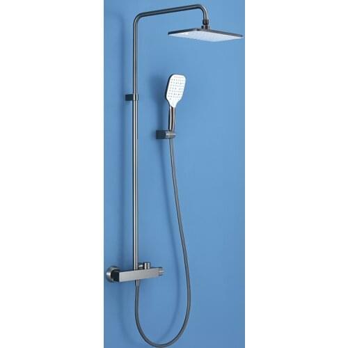 Gunmetal Luxury Wall Mounted Rainfall Shower Faucet Gun Grey Rotate Watering Can Bath Shower Set Handshower Head Mixer Tap